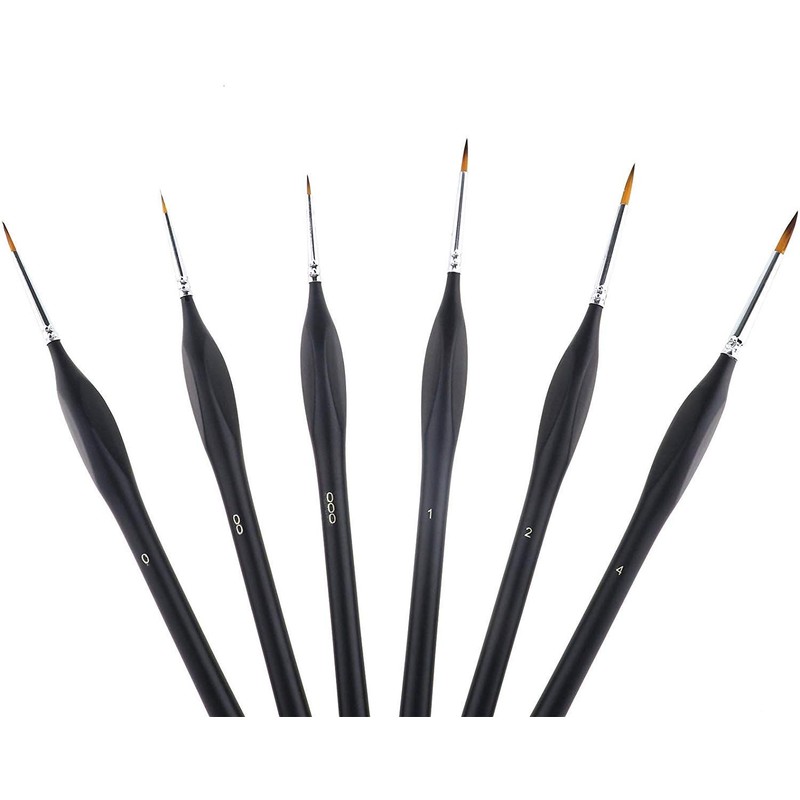 Small Paint Miniature Brushes Fine Tip 6pc Paintbrushes Set for