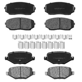 YxpBrake Ceramic Brake Pads Front and Rear Fit for Ford Edge 2011 2012 2013 2014 Lincoln Mkx 2011-2015 Replacement Parts with Hardware Kits