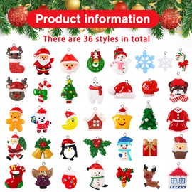 YUJUN 36pcs Mini Christmas Ornaments Resin Set for Christmas Tree Decoration,Christmas Small Resin Miniature Figurines for Christmas Hanging Ornaments Decoration