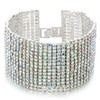 COOLSTEELANDBEYOND Dazzling Rainbow Rhinestone Pave Cluster Wide Bangle Bracelet, Metal,