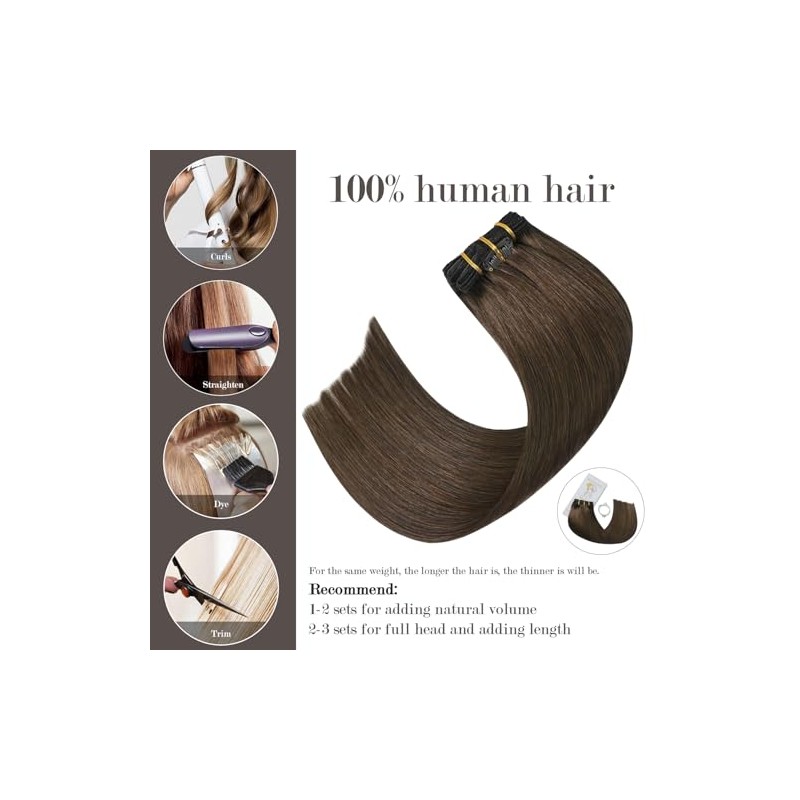 Honsoo- Material y estilo: 100% cabello humano real. Las extensiones