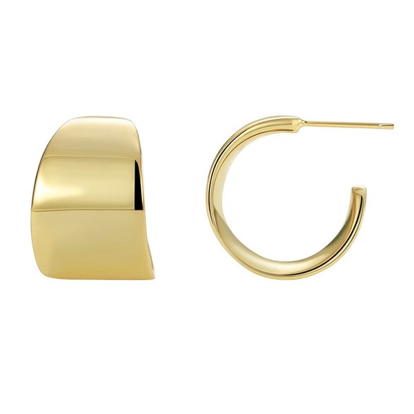 Minimalist Wide Chunky Gold Stud Earrings for Women Dangle Drop