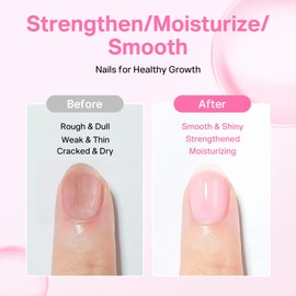 MIZHSE Nail Strengthener, Light Pink Air Dry Nail Repair Treatment Growth Polish, Natural Concealer Ridge Filler for Nails Foundation Polish for Thin and Damaged Nails 16ML