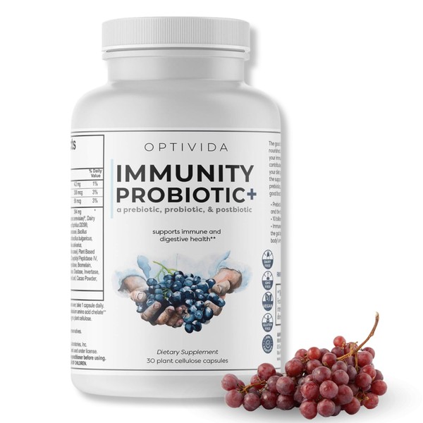 OPTIVIDA- Immunity Probiotic Prebiotic Blend Gut Health Immunity Boosting | Phytonutrients, Amino Acids, & The Boosting Power of Enzymes 30 Day Supply