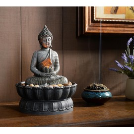 Tolevoit Indoor Tabletop Fountains Relaxation Soothing Sound Waterfall Fountain with LED Lights Indoor Zen Relaxation for Office Home Decorations House Warming Gifts New Home Office Decor for Women