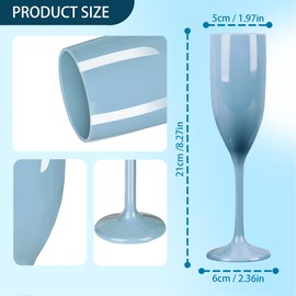 LEYIQU Plastic Champagne Flutes, Acrylic Glasses Goblets Cups Toasting Shatterproof Reusable Flute, for Wedding Party Dinner Mimosa Bar Anniversary Birthday Easter (12, Blue)