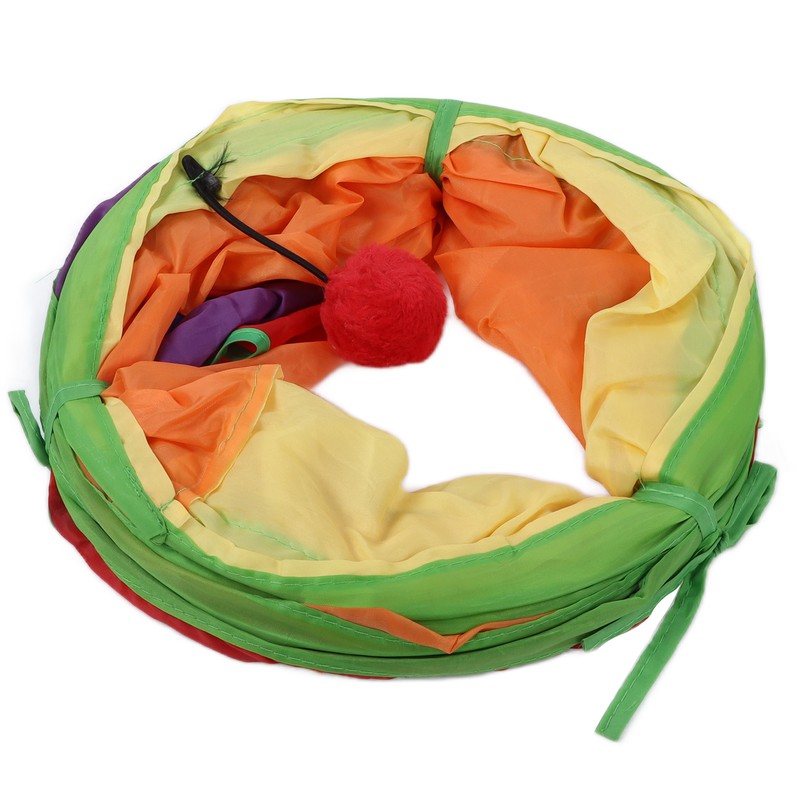 Pet Tunnel Iridescent Foldable Cat STunnel with Interactive Ball and