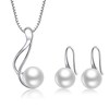 AMIGUO Freshwater Pearl Jewellery Set Earrings Necklace Solid 925 Silver