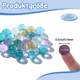KkvoGmle Pack of 30 Children's Marbles, Colourful Glass Marbles Glow in the Dark, Round Glass Stones Dark Glow, Fluorescent Glass Beads for Marble Track Game, Marble Track Accessories, DIY and Home