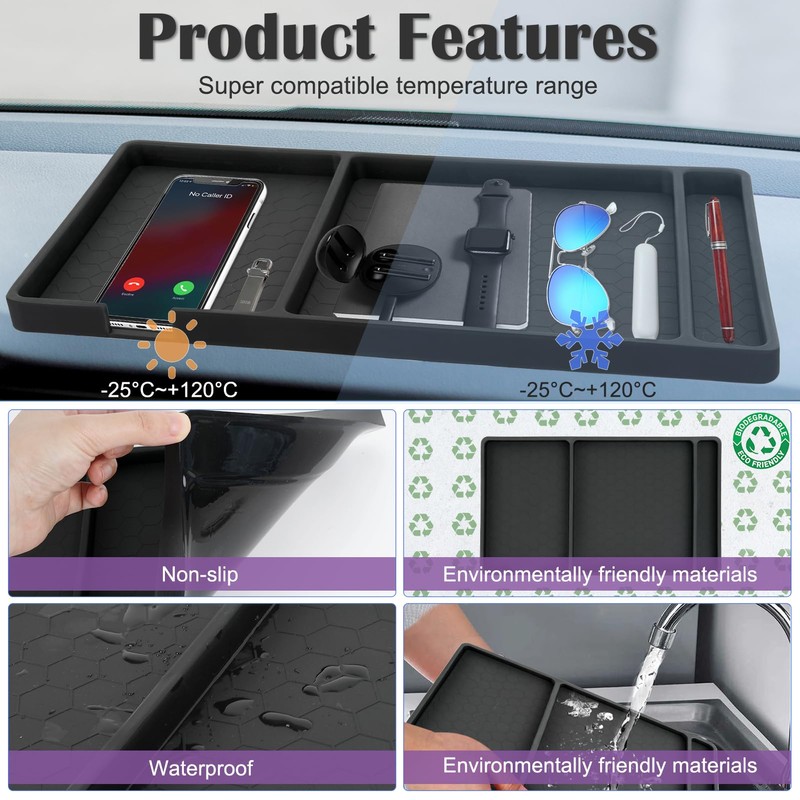 Extra Large Dashboard Mat for Car, 13.4" X 7.8" Rubber