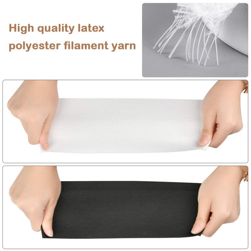FOROREH Elastic Band Wide Black White, 2 Rolls Elastic Band