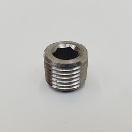 304 Stainless Steel 1/4" NPT Hex Socket Plug - Great for blocking unused petcock bung holes and other pipe thread plumbing applications - SOLD INDIVIDUALLY - Harley Chopper Bobber