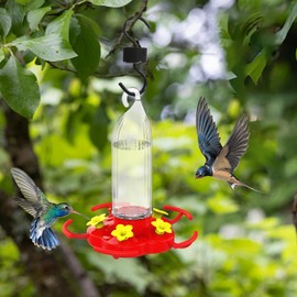 Hummingbird Feeders | Hangable Yard Bird Feeder 470ml | 5 Ports Hummingbird Feeding Bottle with Ant-Proof Hook Garden Decoration for Enthusiasts Family Porch Patio Deck Indoor Backyard