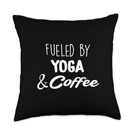 Yoga Coffee Fueled Java Caffeine Workout Ladies Fueled by Yoga & Coffee Throw Pillow, 18x18, Multicolor