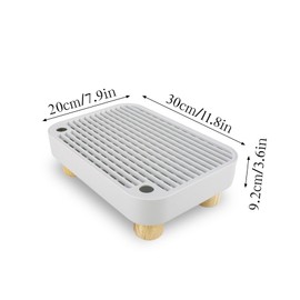 Dmnnlp Litter Box Step, Cat Litter Catcher with Wooden Base for Senior and Kittens, Keep The Floor Clean 11.8"x8"x3.6" (Grey)