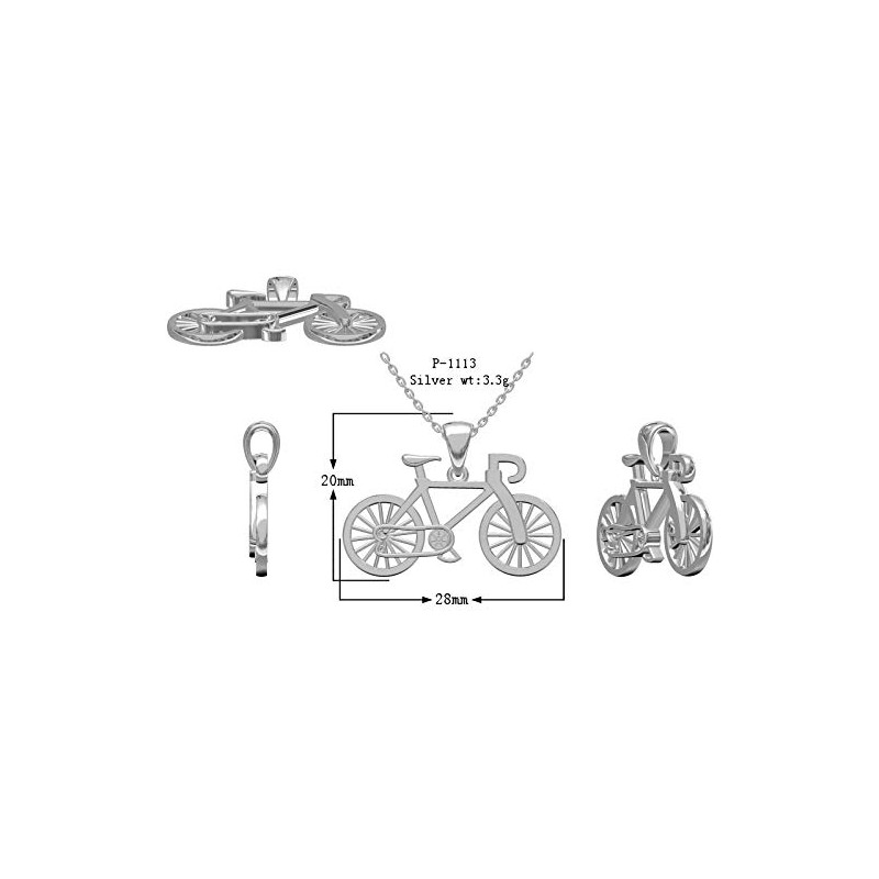 Kleine Schätze Solid Sterling Silver Bicycle Pendant Necklace (Available Chain