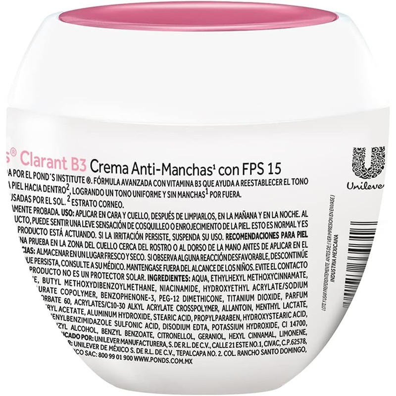 Pond's Crema Facial Anti-manchas Clarant B3 con SPF15 100 g
