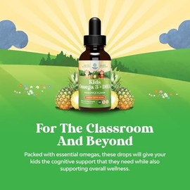 GROTTES- Líquido Omega 3 EPA DHA para Niños Vegano Orgánico Omega 3 para Niños Cerebro Ojo y Desarrollo de Cuerpo Completo