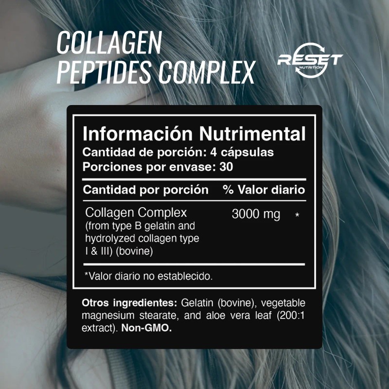 Reset NutritionCollagen Peptides Complex 120 Cápsulas Suplemento Alimenticio para Fortalecer