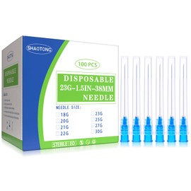 SHAOTONG 23 Gauge 1.5 Inch Luer Lock Accessories Disposable Lab Supplies, Pack of 100