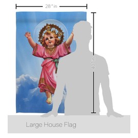 Breeze Decor - Divine Baby Jesus Inspirational - Everyday Impressions Decorative Vertical House Flag 28" x 40" Printed in USA