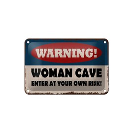 Tin Sign Saying 18 x 12 cm Warning Women Cave Your Own Risk Decorative Sign