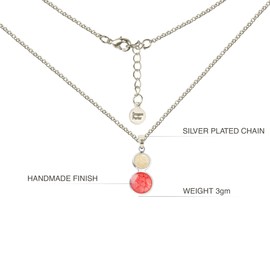 Handmade Small Pendant with Adjustable Chain Necklace Jewellery for Women (Red White Silver)