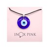 INOXPINK Evil Eye Necklace Blue Glass Pendant in an Organza