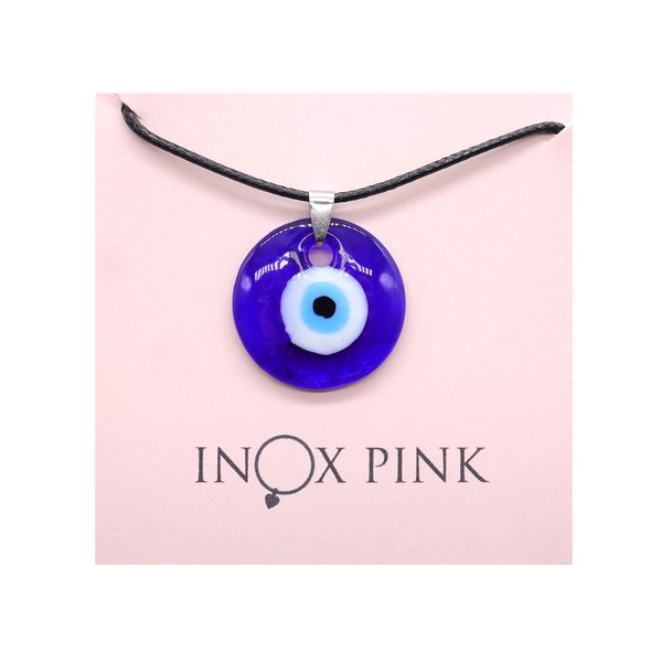 INOXPINK Evil Eye Necklace Blue Glass Pendant in an Organza