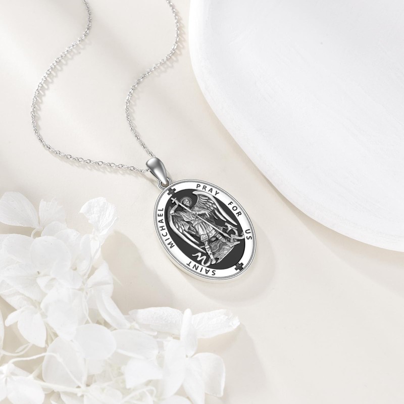 YFN St. Michael Necklace 925 Sterling Silver Archangel Michael Saint