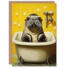 Artery8 Greeting Card Cute Walrus Yellow Bathroom Bathtub Bath Time