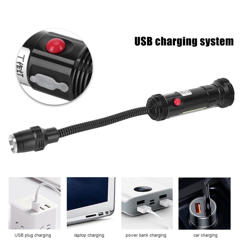 LED Zoom Machine Tool Working Light USB Charging Gooseneck Magnetic