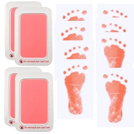 ZHIYE Baby Footprint & Handprint Kit – 4 Pink Inkless Print Pads Plus 8 Imprint Cards, 100% Clean-Touch Ink Pad for Newborns, Perfect Family Keepsake Gift for Printing Touch Imprints