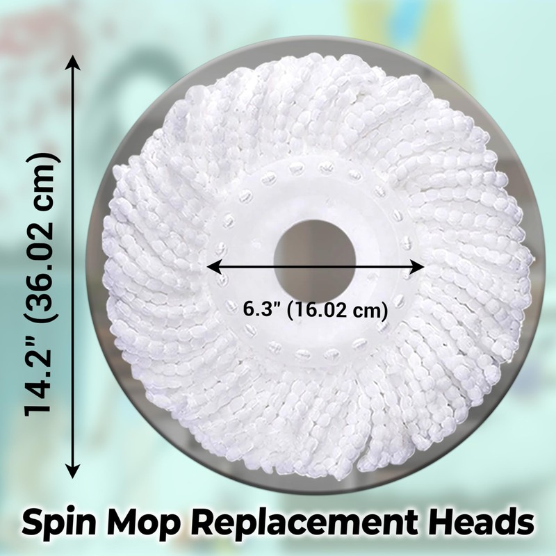 3 Pack Spin Mop Heads Replacement for 360° Rotating Round