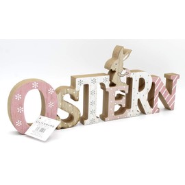 LB H&F GA Wooden Easter Decoration with Lettering, Green Table Decoration