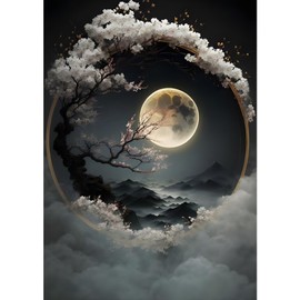 MXJSUA Diamond Painting Kits for Adults, 5D Diamond Art Kits for Beginners, DIY Full Drill Picture with Diamond for Home Wall Decoration, 30 x 40 cm Moon