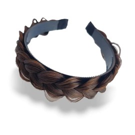 RPZL (HIGHLIGHTED BROWN 4/30) Synthetic Hair Braided Headbands - Lightweight, Non-Slip Messy Braided Headband - Two Strands Wide Headband with Teeth - Stylish Hair Accessories for Women for Girls