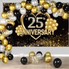 Happy 25th Anniversary Backdrop Decorations, Happy 25th Anniversary Banner, 25th