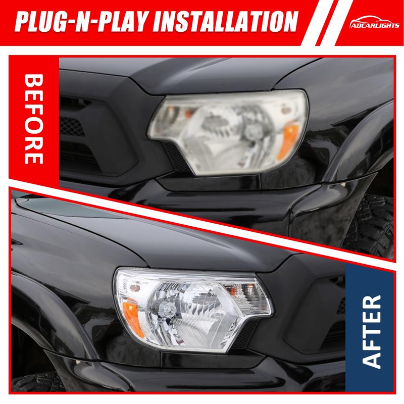 ADCARLIGHTS Compatible with 12 13 14 15 Toyota Tacoma Headlights