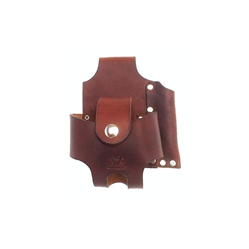 Basket Style Tape Measure Holder with Pencil Pouch (Dark Brown)