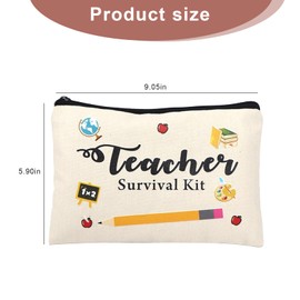 Teacher Survival Kit, Teacher Appreciation Gifts, Makeup Pouch Canvas Cosmetic Bag Toiletry Bag for Classroom Makeup Bag Pencil Pouch for Nursery Preschool High School for Women (Pen Container)