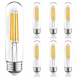 winsaLED Dimmable T10 LED Bulb 60 Watt Equivalent, Vintage 6W LED Edison Bulbs,Tubular Clear Decorative Light Bulb for Sputnik Lighting Fixture, 2700K Warm White, E26 Base, 6 Pack