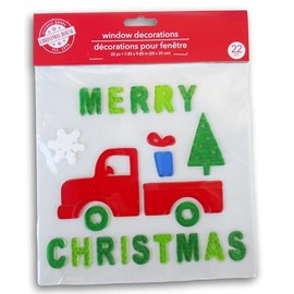 Christmas Winter Gel Window Clings - Merry Christmas Truck - 22 Piece