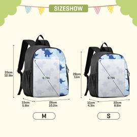 Kcldeci Kids Backpacks for Preschool,Dino Blue Color Camo Dinosaur Kindergarten Schoolbag Elementary School Boys and Girls Backpacks