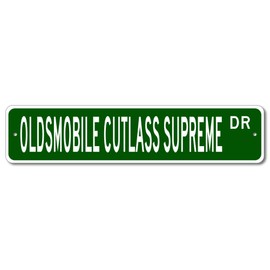 Oldsmobile Cutlass Supreme Street Sign, GM Car Sign, Metal Garage Sign, Novelty Wall Decor - 4x18 inches