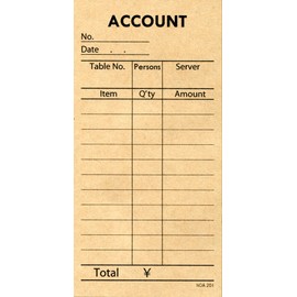 Kraft paper accounting slips, 10 books in English (100 sheets/book)