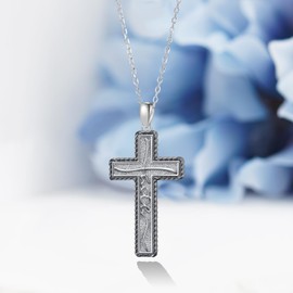 Faith Cross Necklace for Women Sterling Silver Cross Faith Necklace Christian Jewelry Gifts for Women Girls, Sterling Silver, No Gemstone