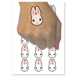 Cute Bunny Rabbit Head Temporary Tattoo Water Resistant Fake Body Art Set Collection - 15 2" Tattoos (1 Sheet)
