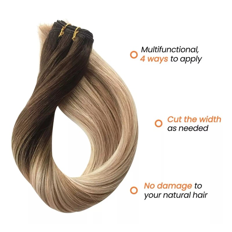 Benafee Extensiones Cabello 80gr 14in Ombre Balayage Marrón A Rubio