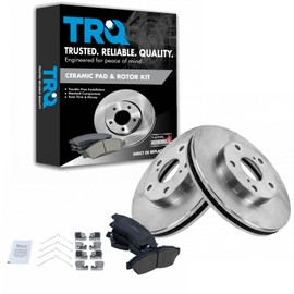 TRQ Front Ceramic Brake Pad and Rotor Set Compatible with 1992-1999 Toyota Camry 2.2L 2000-2001 Camry 2.2L 14 Inch Wheels